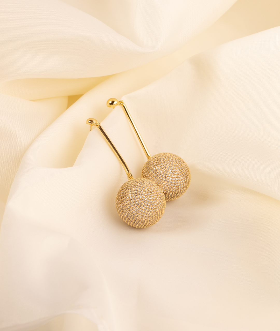 Round Disco Ball Hoop Stud Gold Earrings - Gold | Earrings, Real pearl  jewellery, Silver earrings