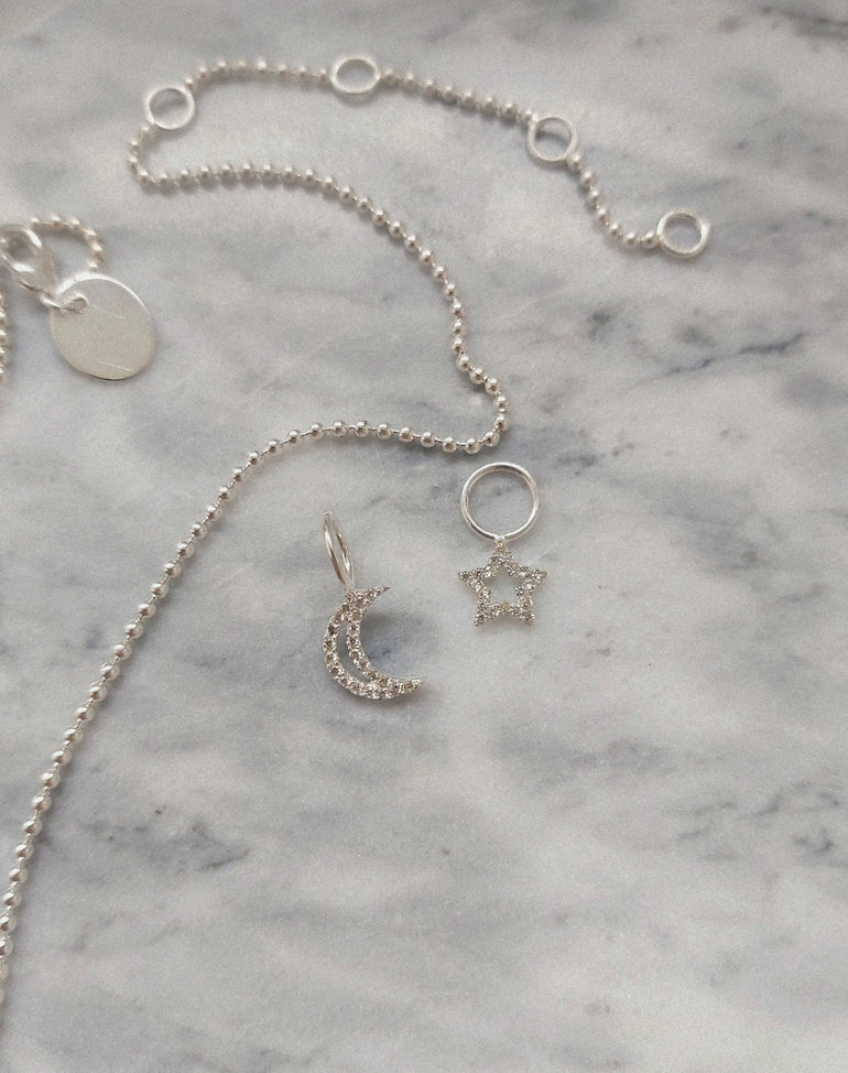 Pair your Star Charm with our Hazel Silver Beaded Necklace & Moon charm to create your own look